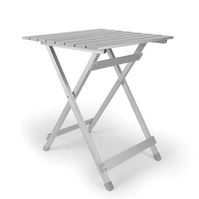 Foldable metal table on a white background