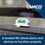 Camco bubble level installed on RV exterior