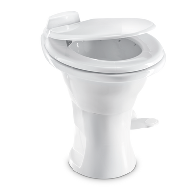 Pedal flush control on Dometic 410 Series RV toilet

