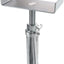 Galvanized steel T-base leveling jack with threaded stem, clamped nut, and vertical support tube on a white background.