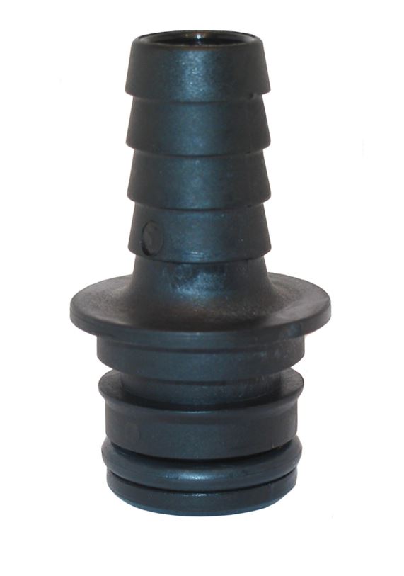 Flojet quad port to 1/2 inch hose barb adapter for RV plumbing
