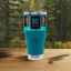 Double-wall insulated Kailani tumbler on a wooden table outdoors