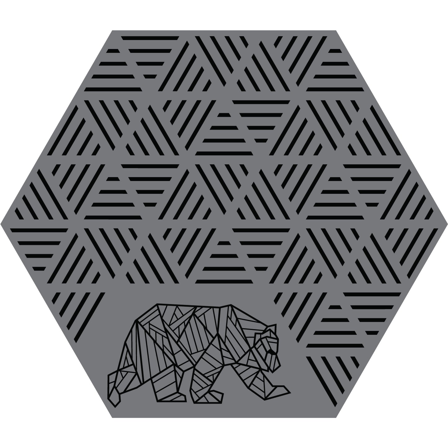 Hexagonal gazebo mat with KUMA bear design

