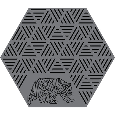 Hexagonal gazebo mat with KUMA bear design
