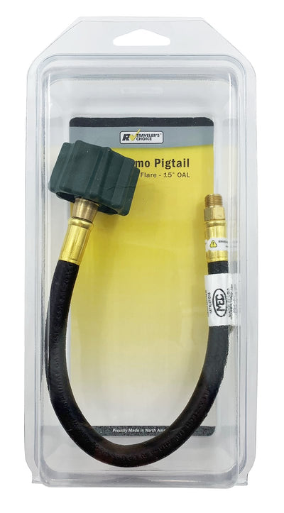 High‑pressure propane hose connected between RV propane tank and appliance
