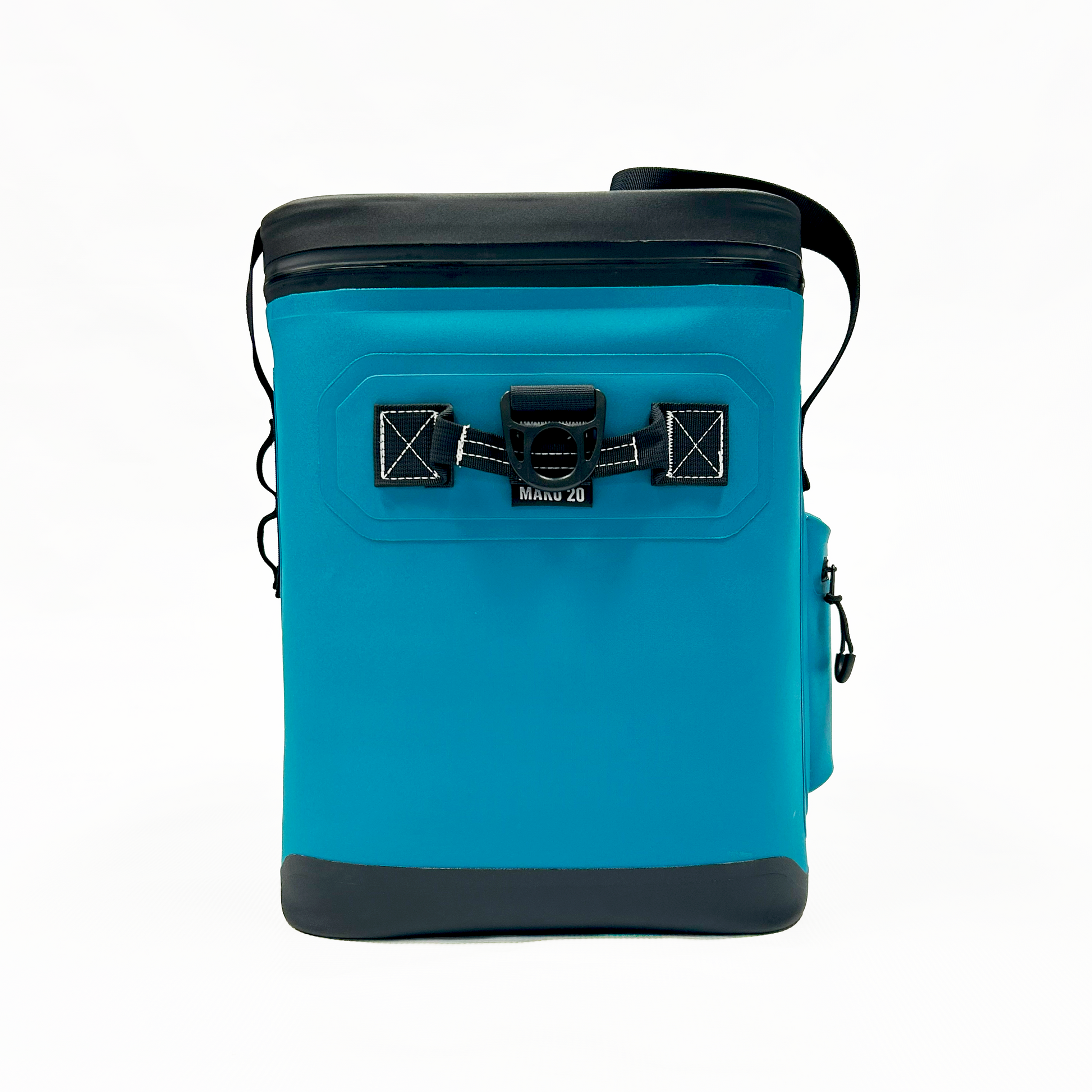 Side view of compact soft cooler with shoulder strap