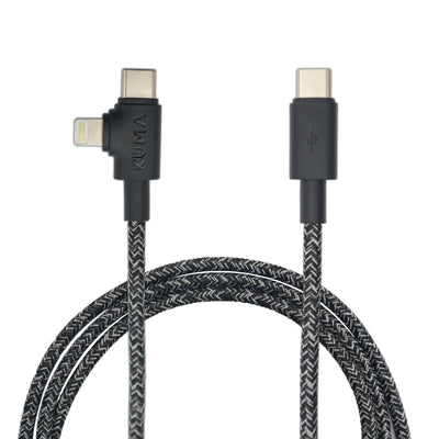 KUMA 2-in-1 braided fast charging cable 6ft with tie strap