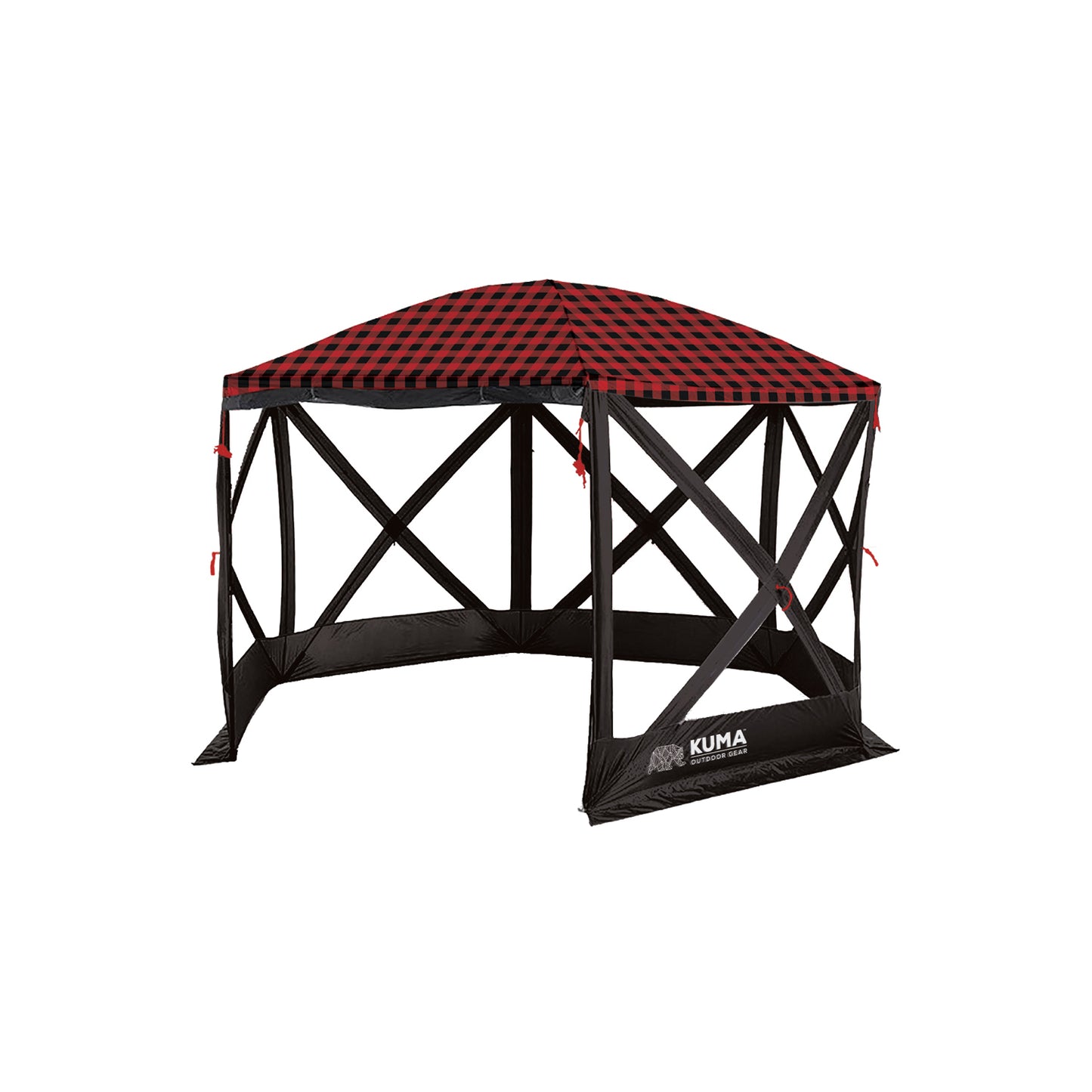 Kuma Bear Den Deluxe Gazebo set up at a festival campsite with RV seating area

