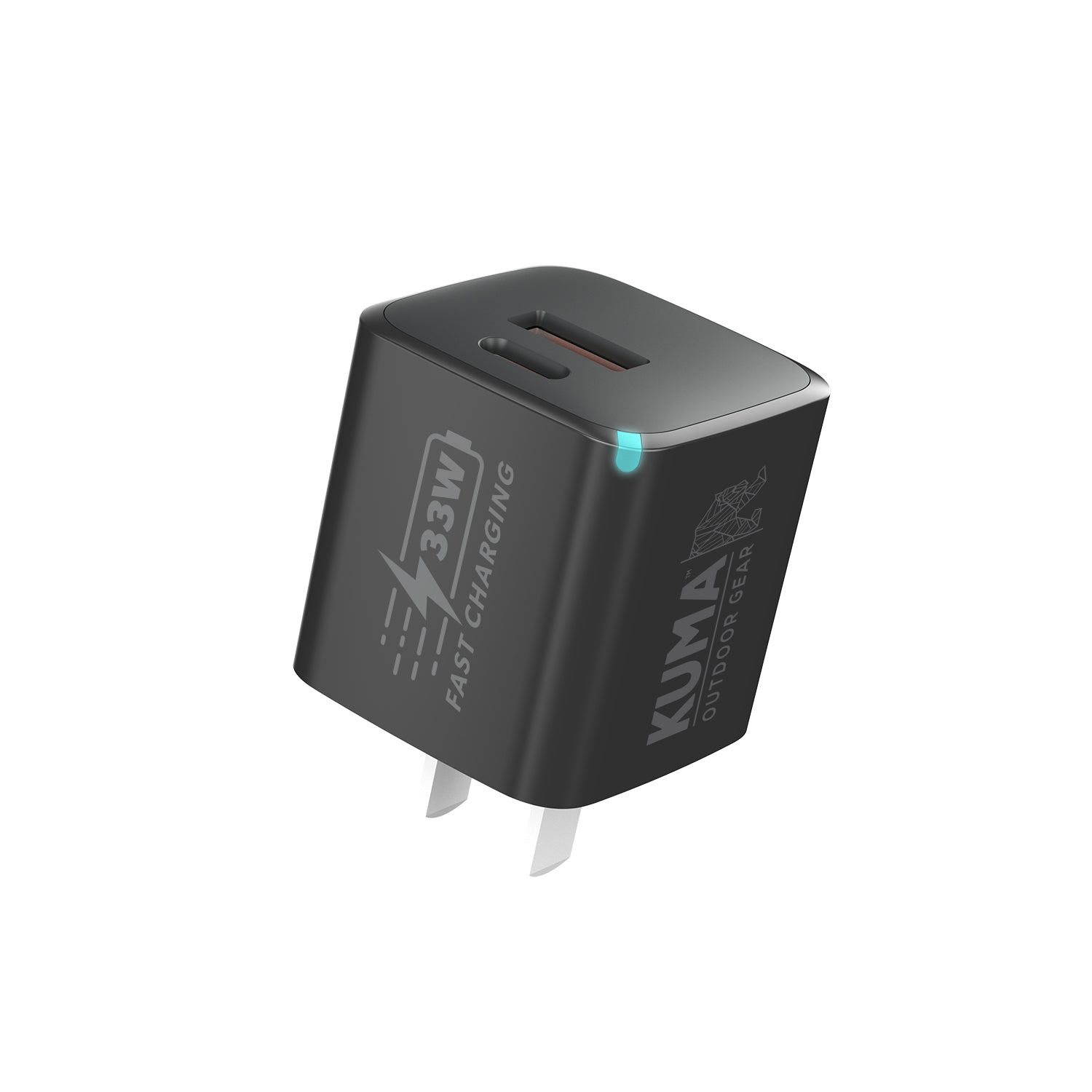 Black Kuma charging adapter on a white background