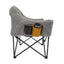 Soft knitted wool camp chair cover with beverage holder cutout