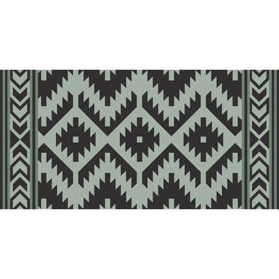 Kuma Sante Fe Boho Outdoor Mat displayed on a campsite with stakes secured.