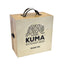 Wooden washer toss game box with Kuma Outdoor Gear logo on a white background