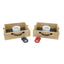 Two wooden boxes with Kuma branding containing white cups and colorful rings on a white background.