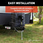 Lippert 285318 electric A‑frame tongue jack installed on travel trailer
