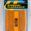 Optronics amber clearance light packaging with the product visible through a clear plastic window. The package contains a yellow and black reflective lens, and includes a 3-year warranty.