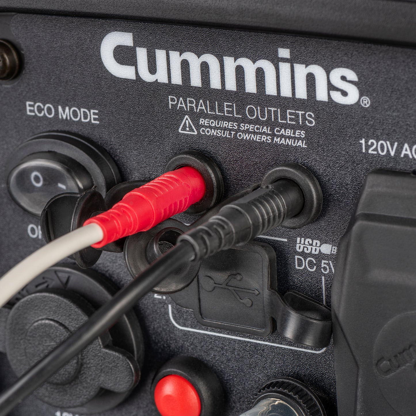 Close‑up of Cummins Onan 30 amp parallel kit connectors
