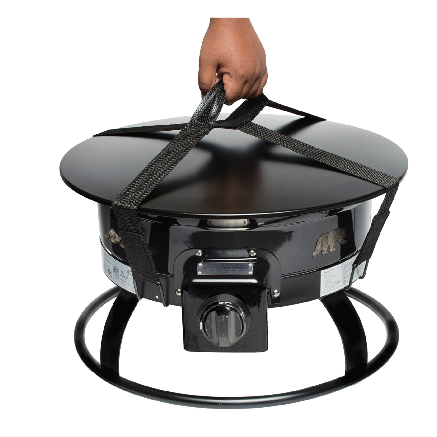 Compact propane fire pit set up at Canadian campground

