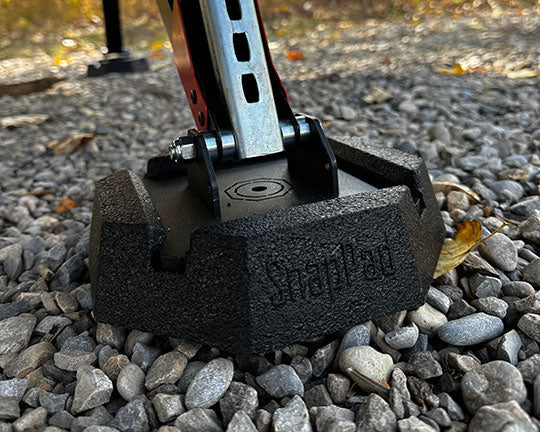 SnapJack SJ scissor jack pad installed on RV
