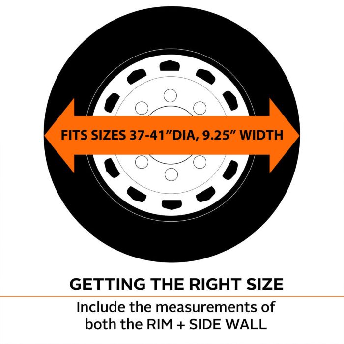 Tire with measurement details on a white background