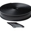 Roll of black rv trim molding insert with a small cutout on a white background