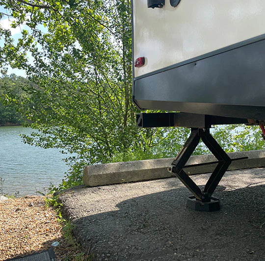 Recycled rubber SnapPad for RV stabilization