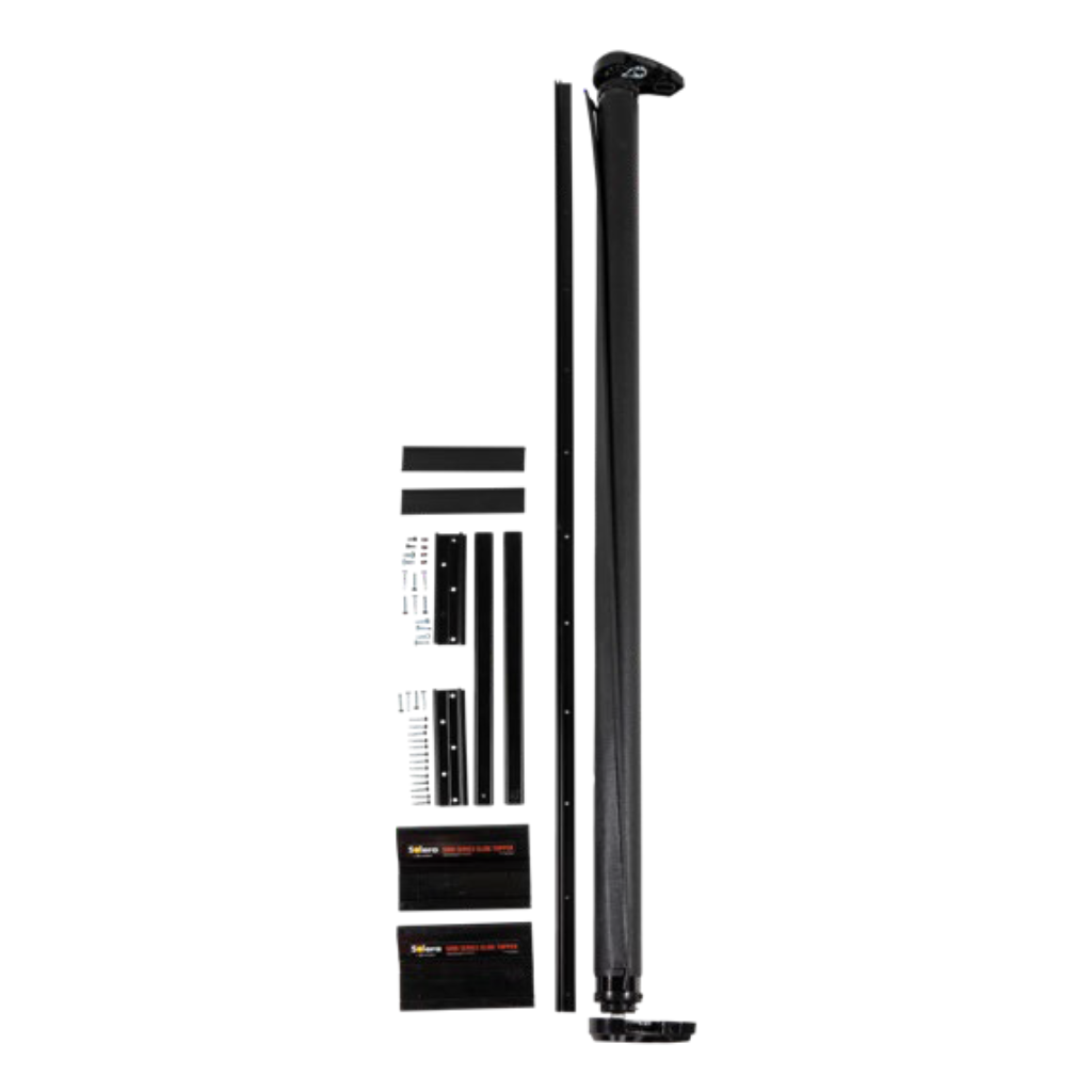 Lippert automatic RV slide topper with black vinyl fabric