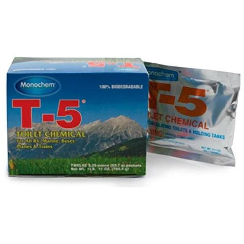 Monochem T-5 RV Toilet Chemical 12-Pack box front

