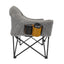 Soft knitted wool camp chair cover with beverage holder cutout