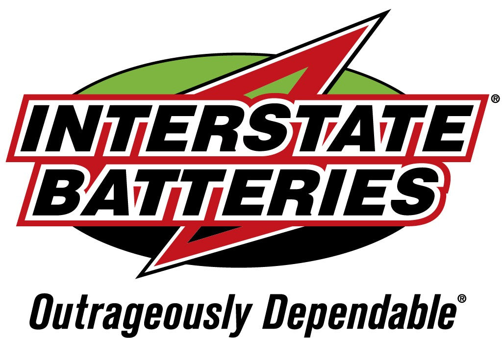 Interstate Batteries logo with red, black, and green colors on a white background