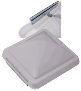 White square roof vent lid with a visible hinge, made of translucent polypropylene material.