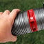 Red self-threading connector for two RV drain hoses