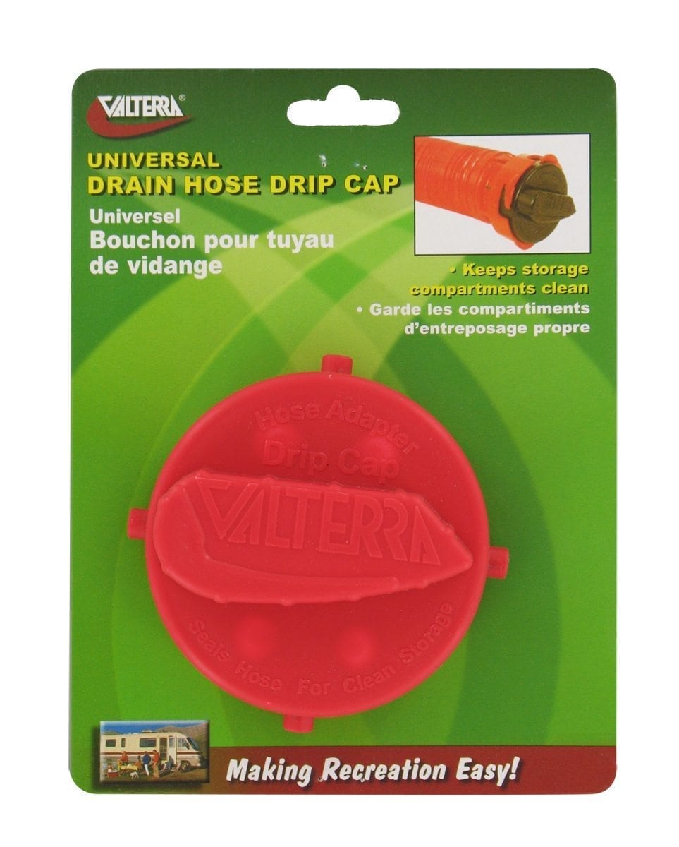 Red 3 inch Valterra bayonet sewer hose drip cap
