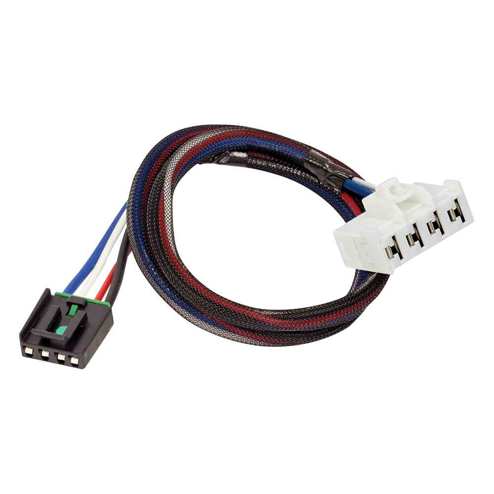 OEM style wire harness for Dodge trucks with a trailer tow option, featuring a black, red, and blue colored cable with connectors at both ends.