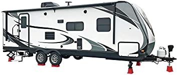 Stacked Andersen EZ Blocks providing additional height for trailers
