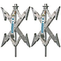 BAL X-Chock stabilizer for RV tandem tires – silver finish, scissor-style