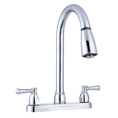 Dura Faucet 8 inch RV kitchen faucet with chrome finish and pull-down spout