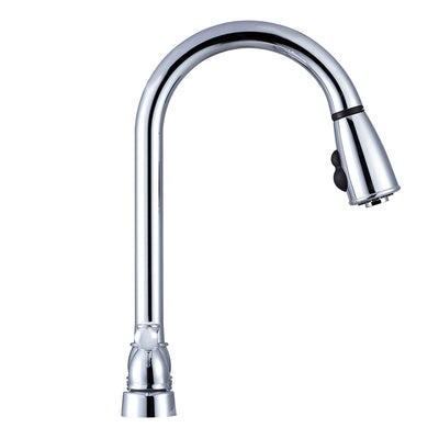 Chrome plated RV sink faucet with 15 inch pull-down sprayer