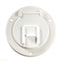 A white, round electrical cord hatch with a visible back hatching.