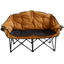 A Sierra and Black double camping chair with a sturdy frame, featuring padded back and armrests, an insulated beverage holder, and a phone pocket.