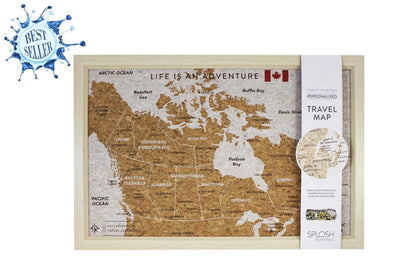 FRAMED CORK BOARD - CANADA TRAVEL MAP