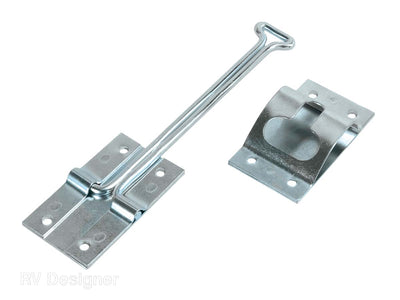 T-style RV door catch in zinc – 6-inch for entry doors