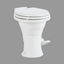 Porcelain bowl of Dometic 410 RV toilet showing clean 360 degree rinse coverage
