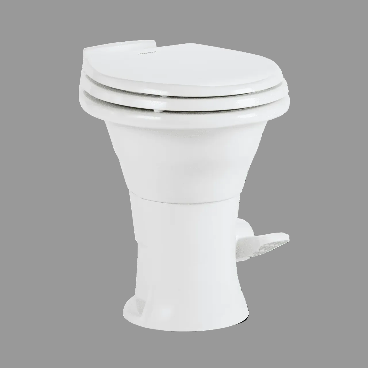 Porcelain bowl of Dometic 410 RV toilet showing clean 360 degree rinse coverage
