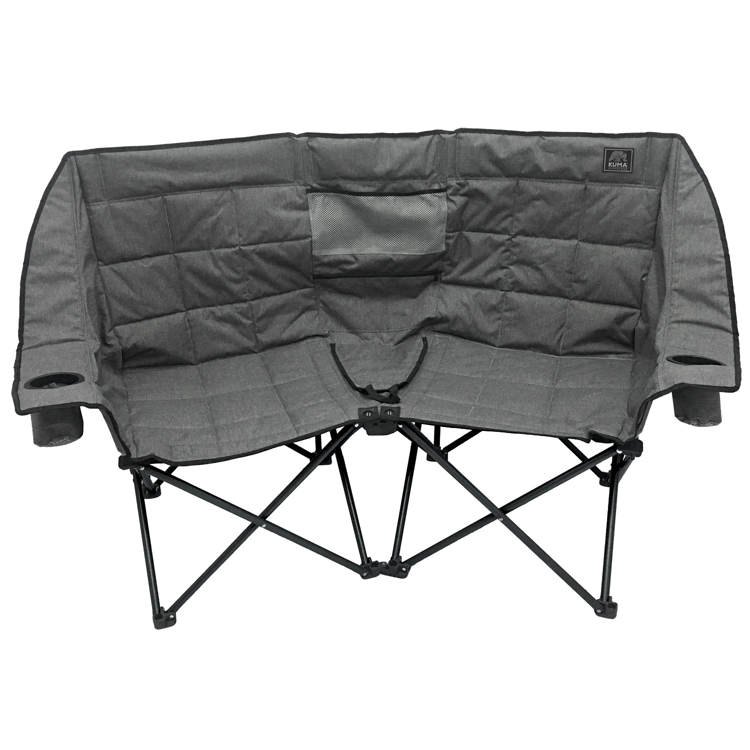 Relax with the Kuma Kozy Bear Chair, a 2-person camping chair featuring a built-in cooler.