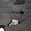 Double camping chair with cooler set up on RV patio
