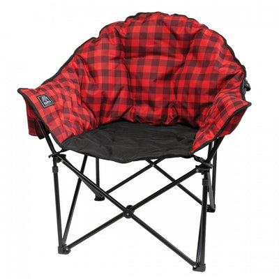 Kuma Lazy Bear Chair with padded armrests, durable steel frame, and oversized design for comfort during outdoor adventures.