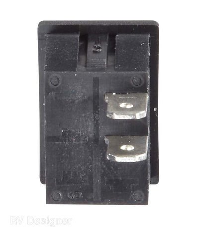 Close-up of RV electrical rocker switch blade terminals