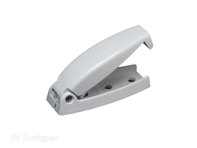 RV Designer white round baggage door catch
