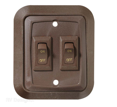 RV Designer brown double rocker wall switch with raised bezel