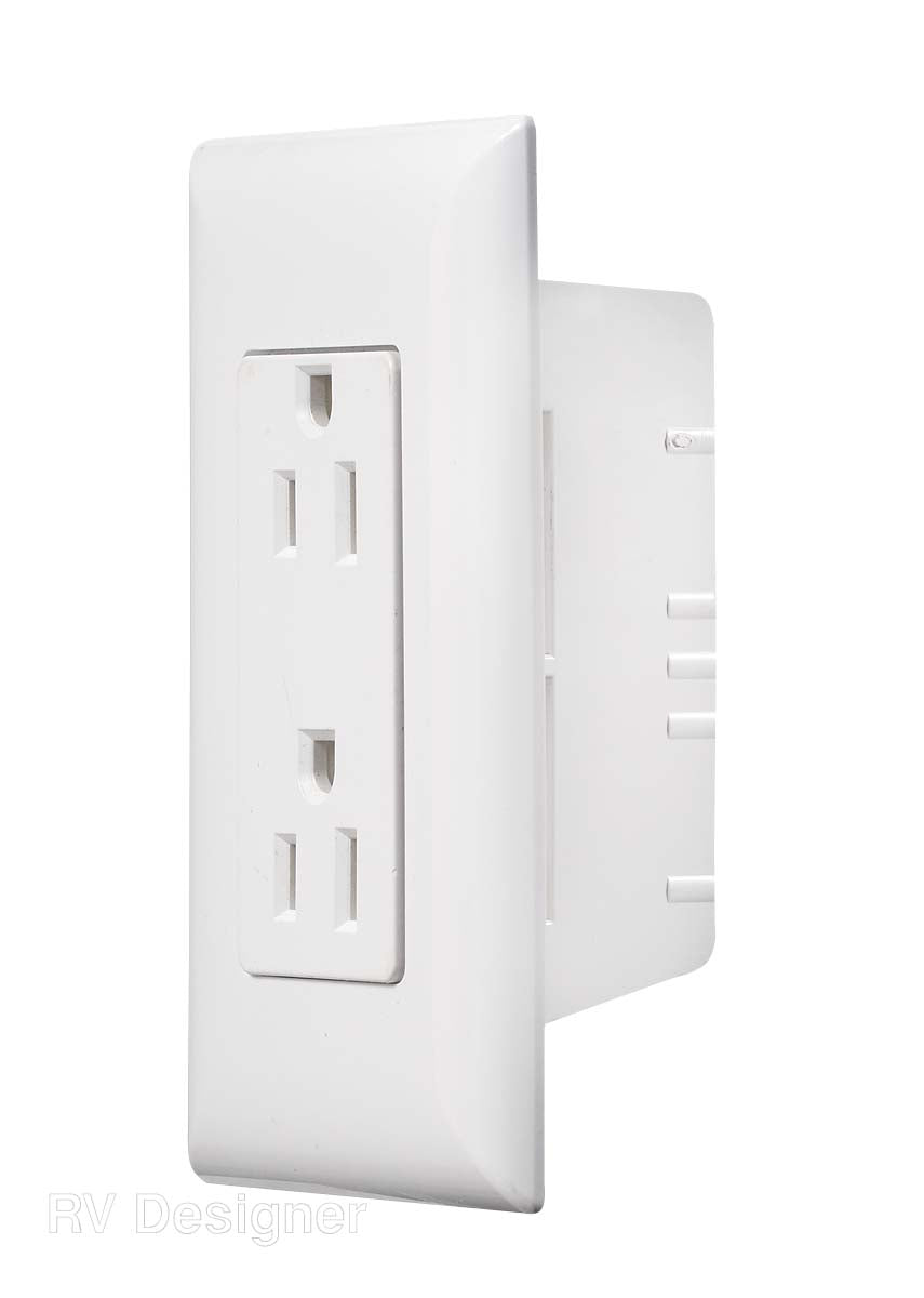 RV Designer dual 125V AC power receptacle white
